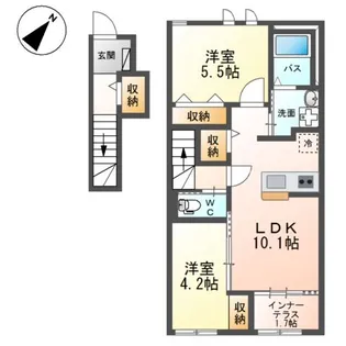 ローズテラスⅡ【2階】の間取り