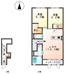 ユニヴァリィ エミ【202号室】の間取り