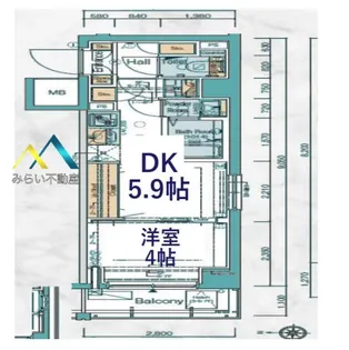 エステムコート横濱大口【4階】の間取り