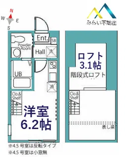 ハーミットクラブハウスクエストサークル【2階】の間取り
