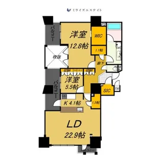 プラウドタワー名駅【22階】の間取り