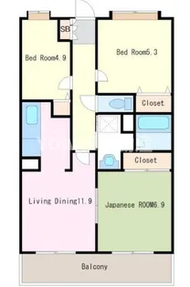 クラーロエスパシオ【3階】の間取り