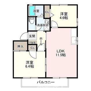 緒方アパハウス A棟【2階】の間取り