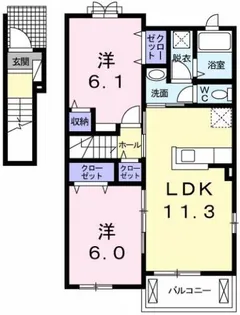 プラシードB【2階】の間取り