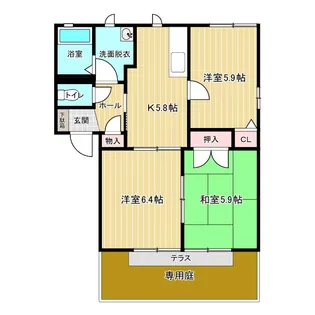 シャーメゾン古城 B棟【1階】の間取り