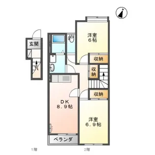 グランベル弐番館【2階】の間取り