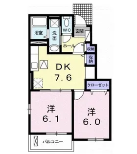 サンライズ城南B【1階】の間取り