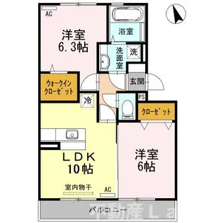 グランソレイユ B棟【202号室】の間取り