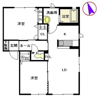 ガーデンコート Ⅴ棟【102号室】の間取り
