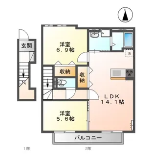 アムール壱番館【2階】の間取り
