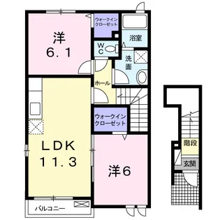 ベルビューコート花園 B【2階】の間取り