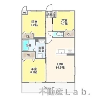 ナインパレス【3-A号室】の間取り