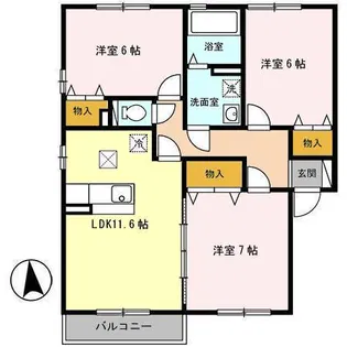 ピースプレイスA棟【202号室】の間取り