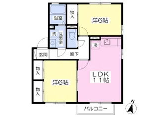 ボヌールメゾンB棟【102号室】の間取り