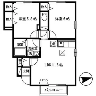 ピソマロニエA棟【102号室】の間取り