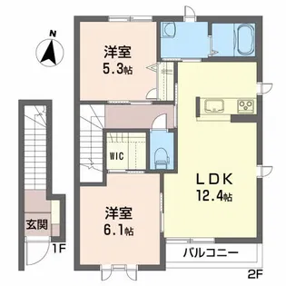 ブランシェアイエスA【2階】の間取り