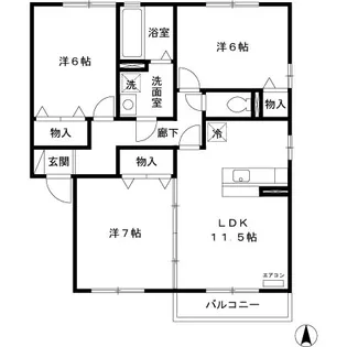 リビングタウン盛岡南A【2階】の間取り
