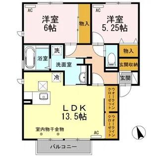 フェリオ コズカタA【1階】の間取り