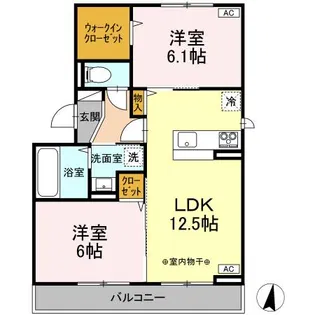 セジュール・リリーD【3階】の間取り