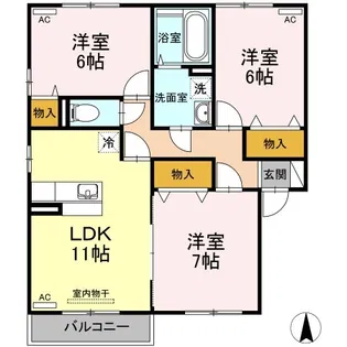 リビングタウン飯岡新田Ⅰ B棟【2階】の間取り
