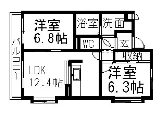 ベルモンドB【1階】の間取り