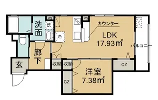 リヴェル紺屋町【1階】の間取り