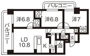 アビタシオンみなみ【3階】の間取り
