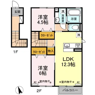 コンフォーティア東仙北 A【2階】の間取り