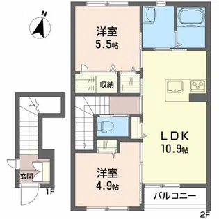 シャーメゾン・ポルトB【202号室】の間取り