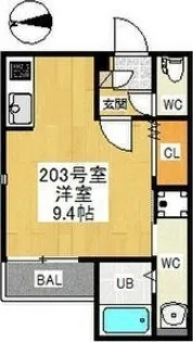 GRANDTIC車道【203号室】の間取り