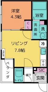 クロシェット庄内通【101号室】の間取り