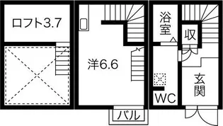 ベルセ黒川【102(玄関が広くバイクも置けます)号室】の間取り