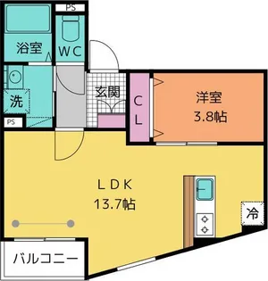 エスポワール エレ 六番町【303号室】の間取り