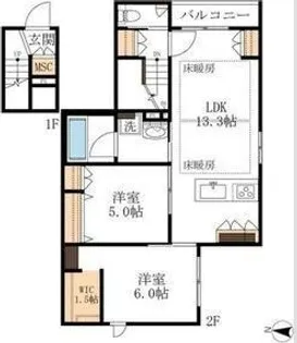 HEBEL寺町【201号室】の間取り