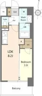 S-RESIDENCE烏森aureate(オリート) フリーレント・家具家電キャ【503号室】の間取り