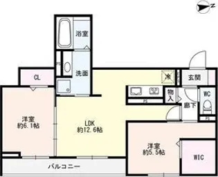 SOL(ソル)【201号室】の間取り