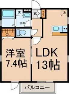 グランレーヴ庄内通【201号室】の間取り