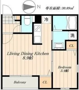 Cherim浄心East【101号室】の間取り