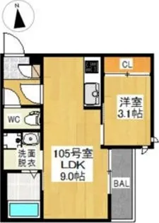 GRANDTIC FIRST【105号室】の間取り