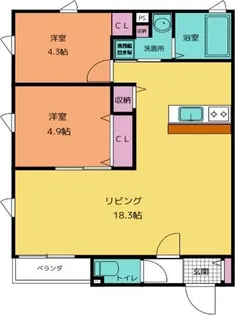 RUSCELLO中割【101号室】の間取り