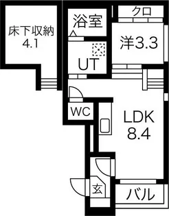 ハーモニーテラス六番町 ※HT六番は別物件【102【プラン①】号室】の間取り