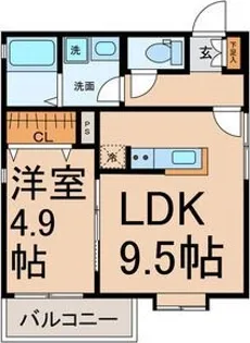 クラージュ黒川【1階】の間取り