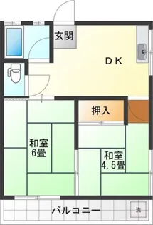 山喜多コーポ【101(駐車場必借です)号室】の間取り