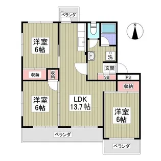 サンハイツ高井【4階】の間取り