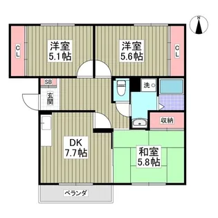 ガーデンムツミB【2階】の間取り