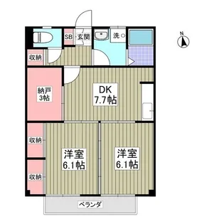 奈加乃内ハイツ1【1階】の間取り