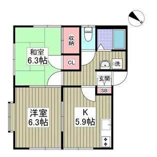 ハイツ下原A棟【1階】の間取り