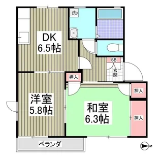 シャトルハイツB【2階】の間取り