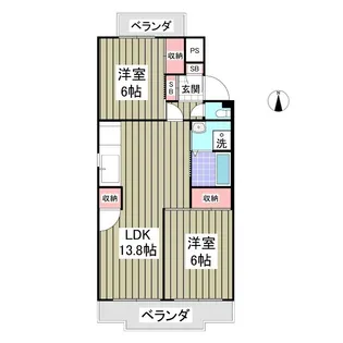 行田ハイツ2号棟【4階】の間取り