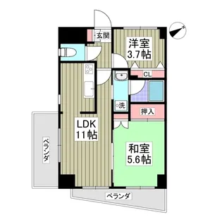 2LDKの間取り画像